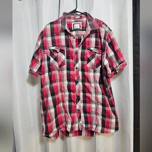 Mens Flannel Short Sleeve Button Down